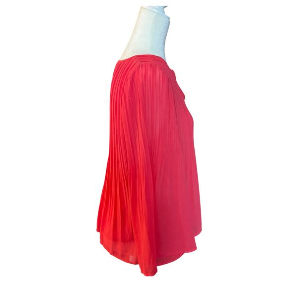 Miss Me Red Pleated Tassel Tie Blouse Size M Boho Festival Top Flowy Sheer - Picture 7 of 11